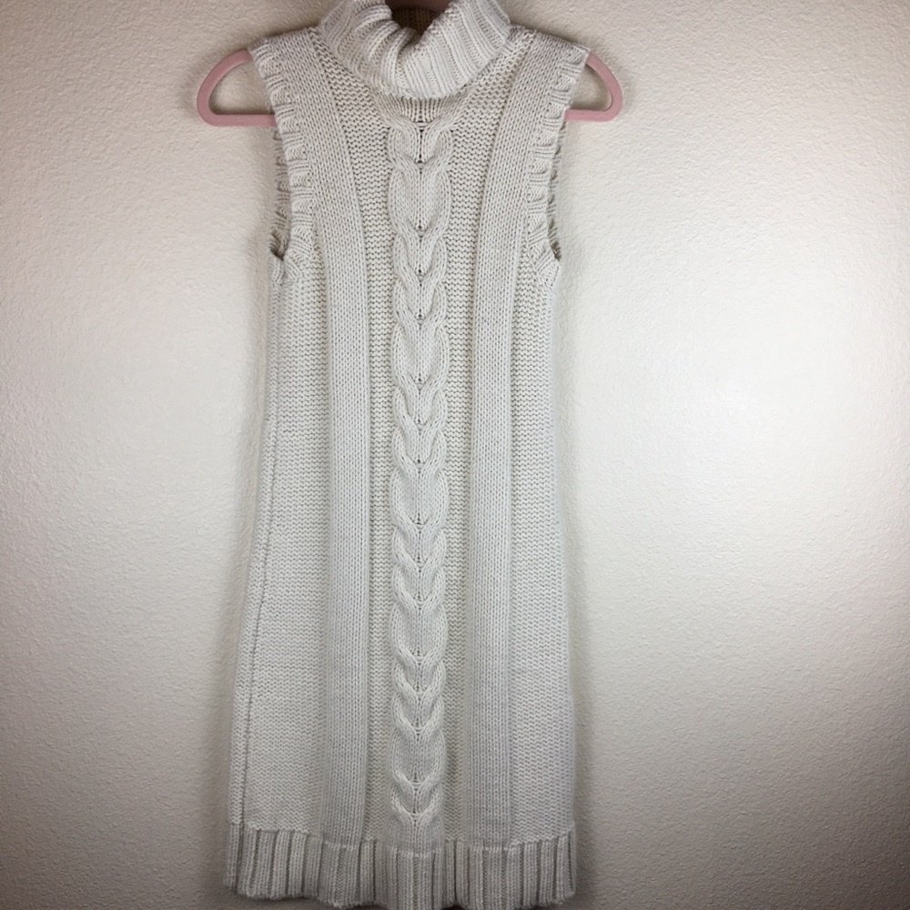 Gap Women's Beige Cream Turtleneck Chunky Sweater Dress Size Small